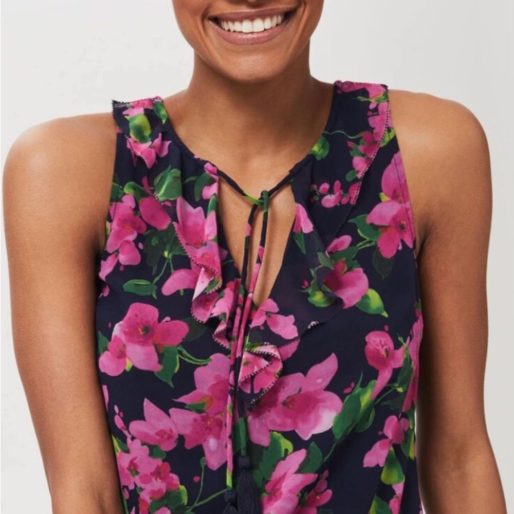Floral Sleeveless Blouse - Pink and Green